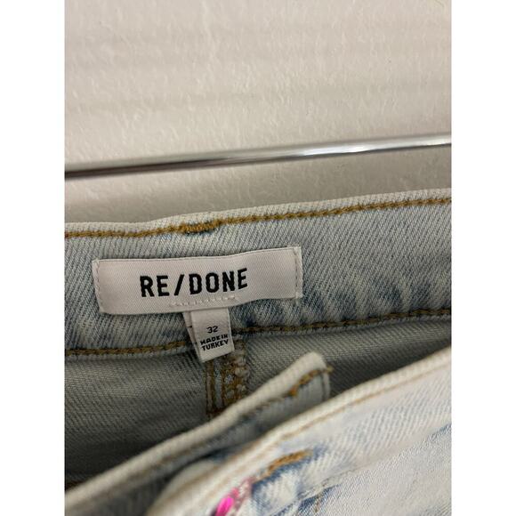 Re / Done Jeans 32 Denim 70s High Rise Crop Bootcut Jeans in Vapor Wave - Picture 8 of 12